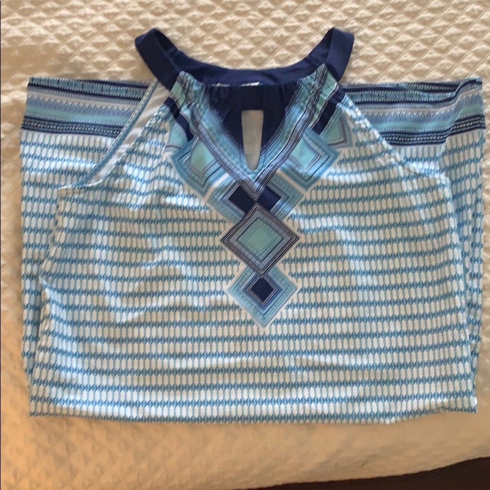 Blue Geometric Patterned Women's Dress